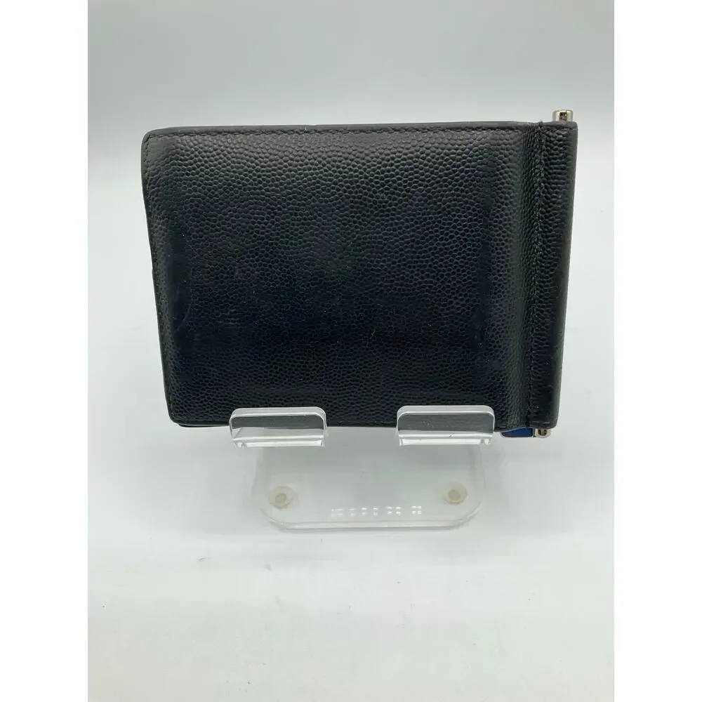 Saint Laurent Black Leather Money Clip Wallet